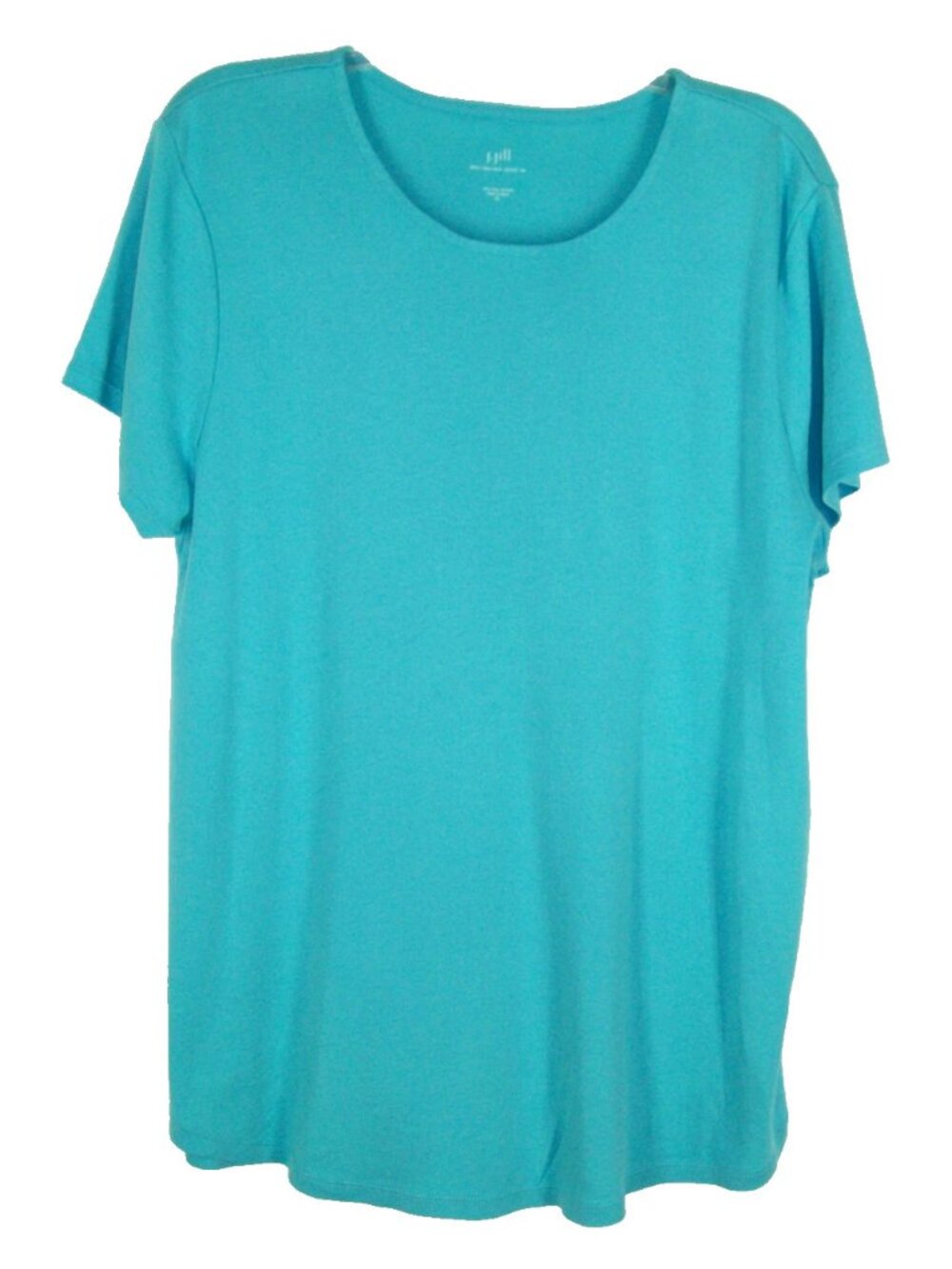 J Jill Pima Crewneck ShirtTail Tee XL Blue Green Turquoise Cotton Tshirt